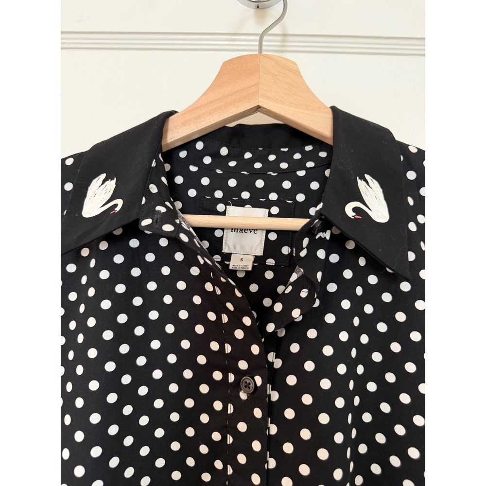 Anthropologie Maeve Bettina Tiered Cotton Midi Dress Polka Dot Swan Size S - Picture 7 of 11